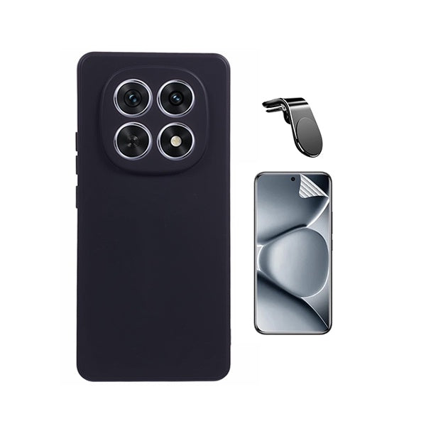 Kit Película Hydrogel Frente + Capa Silicone Líquido + Suporte L PHONECARE Para Xiaomi Redmi Note 15 5G - Preto