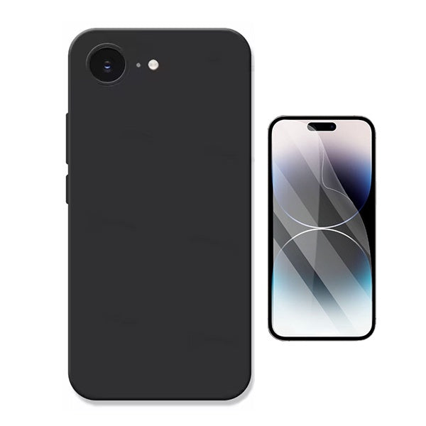 Kit Película Hydrogel Frente + Capa Silicone Líquido PHONECARE Para Apple iPhone 17e - Preto