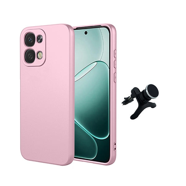 Kit Suporte Magnético Reforçado + Capa Silicone Líquido PHONECARE Para Oppo A6 Pro 4G - Rosa