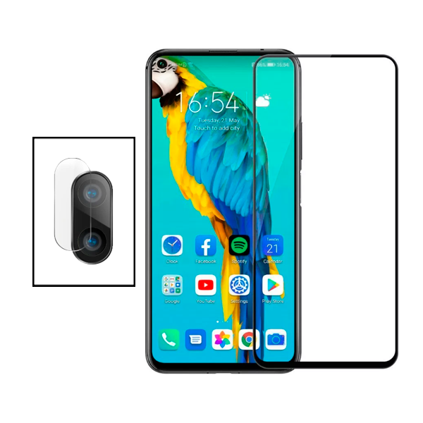 Kit Película de Camara Traseira + Vidro Premium Full Cover para Huawei P Smart Z