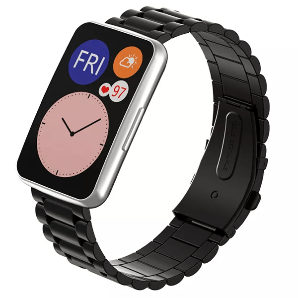 Bracelete Aço Stainless Lux + Ferramenta para Huawei Watch Fit Classsic Edition - Preto