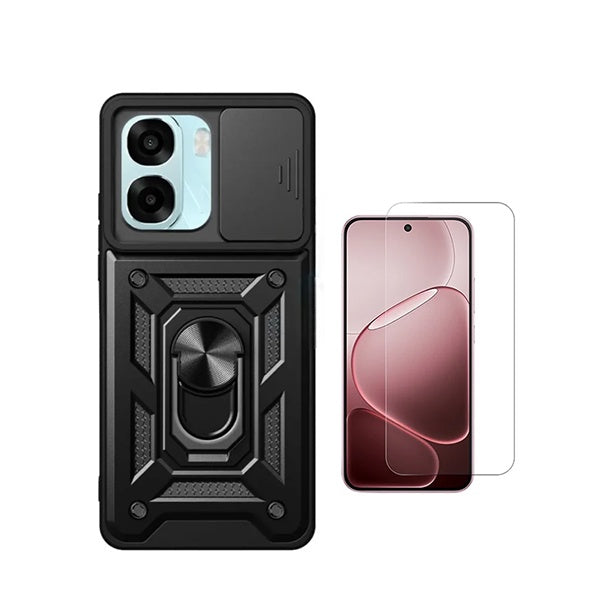 Kit Vidro Clearglass + Capa Magnetic Slide Window PHONECARE Para Oppo A6 - Preto