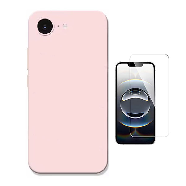Kit Vidro Clearglass + Capa Silicone Líquido PHONECARE Para Apple iPhone 17e - Rosa