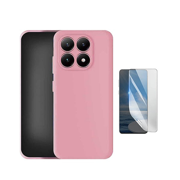 Kit Película Hydrogel Frente + Capa Silicone Líquido PHONECARE Para Xiaomi 17 5G - Rosa