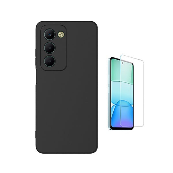 Kit Vidro Clearglass + Capa Silicone Líquido PHONECARE Para Xiaomi Redmi 15 - Preto
