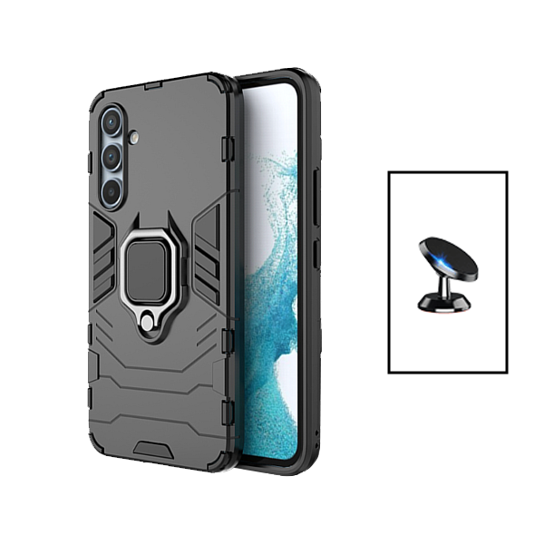 Kit Suporte Magnético de Carro + Capa 3X1 Military Defender para Samsung Galaxy A35 5G - Preto