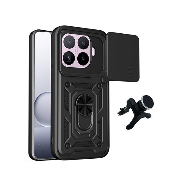 Kit Suporte Reforçado + Capa Magnetic Slide Window PHONECARE Para Xiaomi 17T Pro 5G - Preto