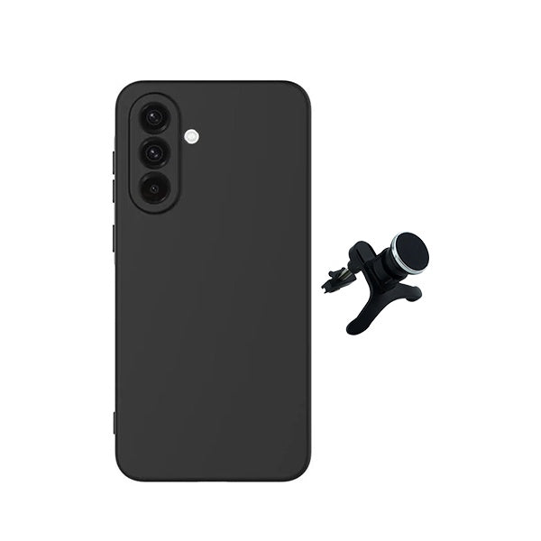 Kit Suporte Magnético Reforçado + Capa Silicone Líquido PHONECARE Para Samsung Galaxy A57 5G - Preto