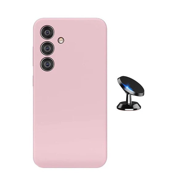 Kit Suporte Magnético + Capa Silicone Líquido PHONECARE Para Samsung Galaxy A17 - Rosa