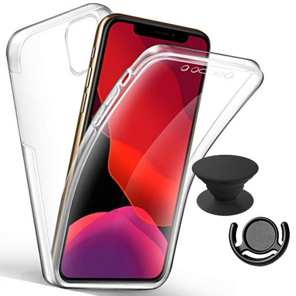 Kit Capa 360° Impact Protection + 1 Gripholder + 1 Suporte PHONECARE Para Xiaomi Redmi Note 14 4G - Transparente/Preto