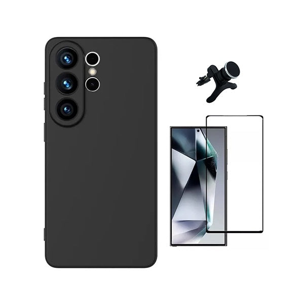 Kit Vidro Temperado + Capa Silicone Líquido + Suporte Magnético Reforçado PHONECARE Para Samsung Galaxy S26 Ultra - Preto