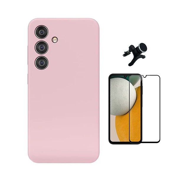 Kit Vidro Temperado + Capa Silicone Líquido + Suporte Magnético Reforçado Para Samsung Galaxy A16 5G - Rosa