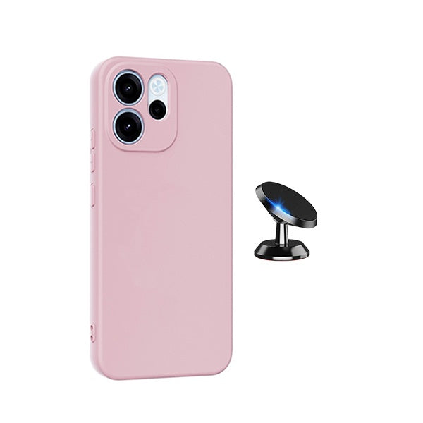 Kit Suporte Magnético + Capa Silicone Líquido PHONECARE Para Oppo Reno15 FS - Rosa