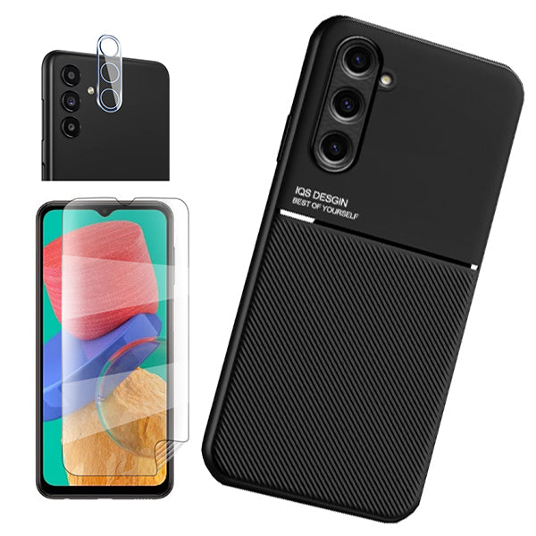 Kit Capa Magnetic Lux + Película Hydrogel Full Cover Frente + Película de Câmara Traseira para Samsung Galaxy M34 5G - Preto