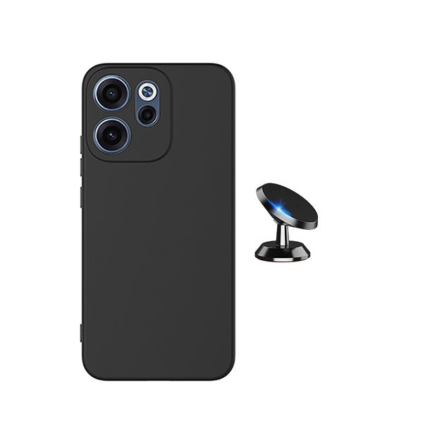 Kit Suporte Magnético + Capa Silicone Líquido PHONECARE Para Oppo Reno15 F - Preto