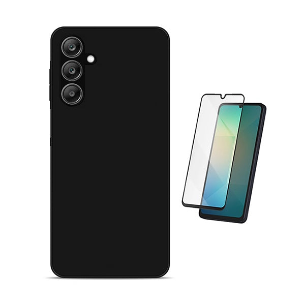 Kit Vidro Temperado + Capa Silicone Líquido PHONECARE Para Samsung Galaxy A18 4G - Preto