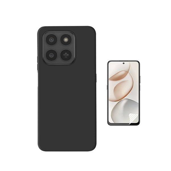 Kit Película Hydrogel Frente + Capa Silicone Líquido PHONECARE Para Honor 400 Smart - Preto