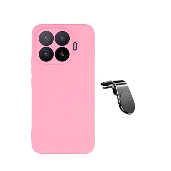 Kit Suporte L + Capa Silicone Líquido PHONECARE Para Xiaomi 17T 5G - Rosa