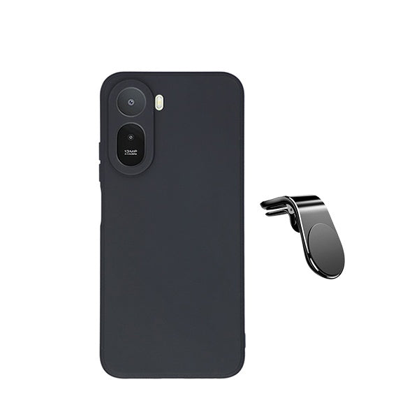 Kit Suporte L + Capa Silicone Líquido PHONECARE Para Xiaomi Redmi A7 Pro - Preto