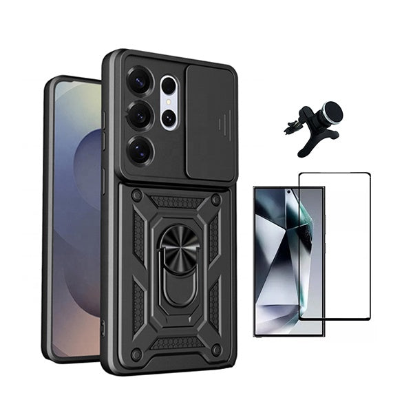 Kit Vidro + Capa Magnetic Slide Window + Suporte Reforçado PHONECARE Para Samsung Galaxy S26 Ultra - Preto