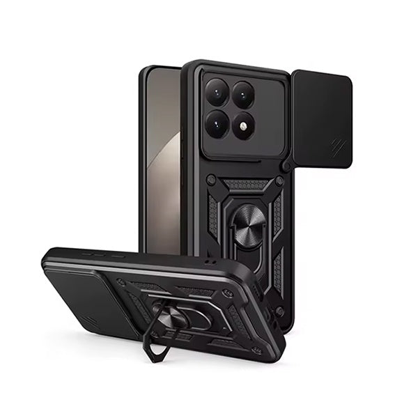 Kit Vidro Clearglass + Capa Magnetic Slide Window + Suporte Magnético PHONECARE Para Xiaomi 15T 5G - Preto
