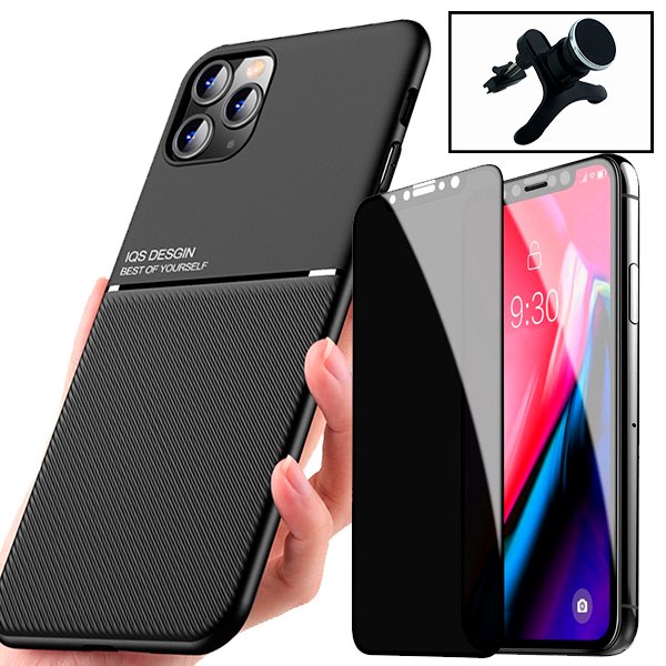 Kit Película Hydrogel Full Cover Frente + Capa Magnetic Military Defender Slide Window Anti-Impacto + Suporte Magnético de Carro para Samsung Galaxy A15 5G - Preto