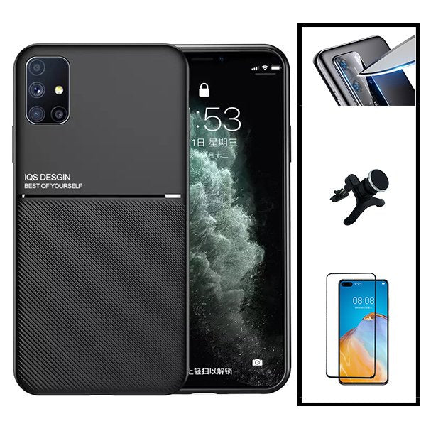 Kit Capa Magnetic Lux + 5D Full Cover + Película de Câmara Traseira + Suporte Magnético de Carro Reforçado para Huawei P40 Pro
