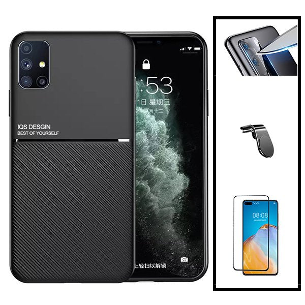 Kit Capa Magnetic Lux + 5D Full Cover + Película de Câmara Traseira + Suporte Magnético L Safe Driving para Huawei P40 Pro+