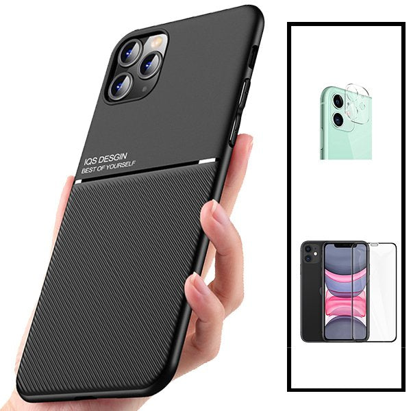 Kit Capa Magnetic Lux + 5D Full Cover + Película de Câmara Traseira para Apple iPhone 13 Pro