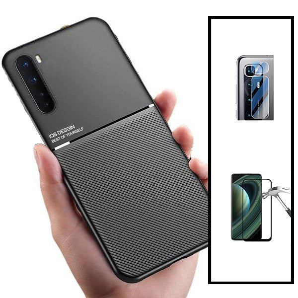 Kit Capa Magnetic Lux + 5D Full Cover + Película de Câmara Traseira para Xiaomi Mi Note 10 Lite