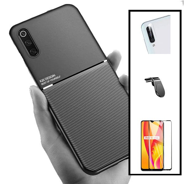 Kit Capa Magnetic Lux + 5D Full Cover + Película de Câmara Traseira + Suporte Magnético L Safe Driving para Samsung Galaxy A30s