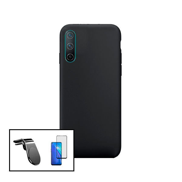 Kit Vidro Premium Full Cover + Capa Silicone Líquido + Suporte Magnético L Safe Driving Carro para OnePlus Nord CE 5G