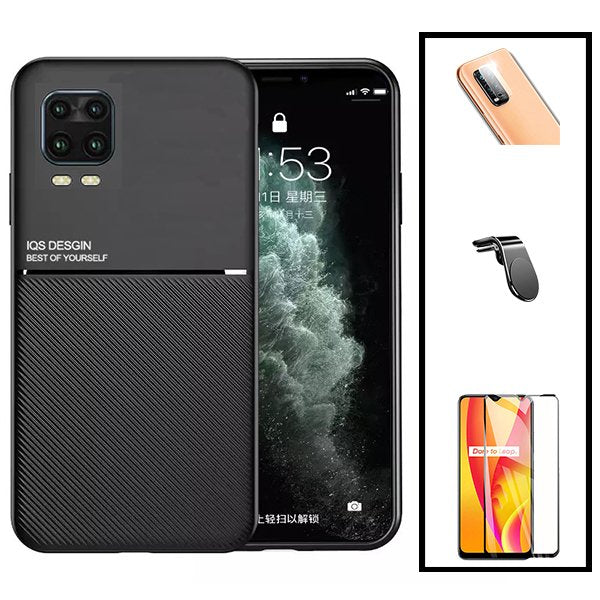 Kit Capa Magnetic Lux + 5D Full Cover + Película de Câmara Traseira + Suporte Magnético L Safe Driving para Xiaomi Mi 10 Youth 5G