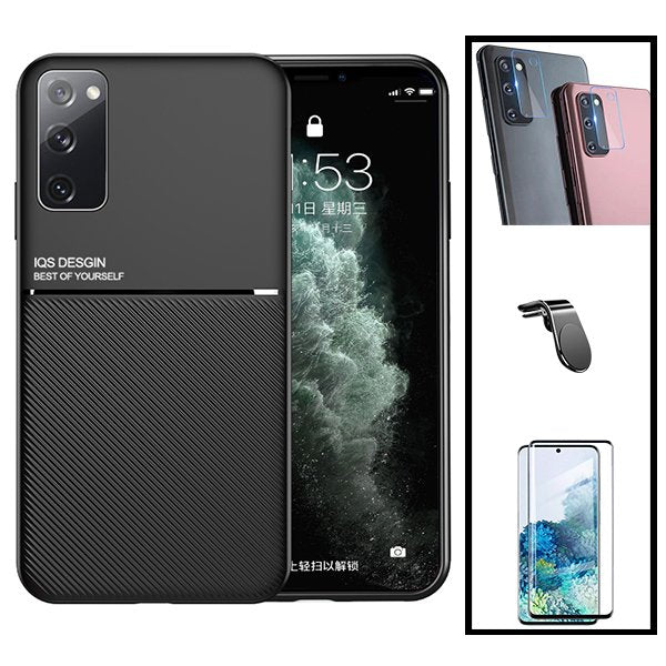 Kit Capa Magnetic Lux + 5D Full Cover + Película de Câmara Traseira + Suporte Magnético L Safe Driving para Samsung Galaxy S20 Ultra 5G