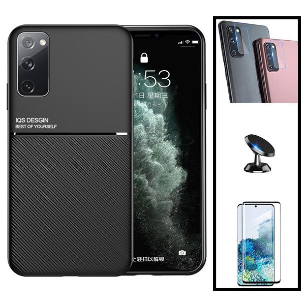 Kit Capa Magnetic Lux + 5D Full Cover + Película de Câmara Traseira + Suporte Magnético de Carro para Samsung Galaxy S20 FE