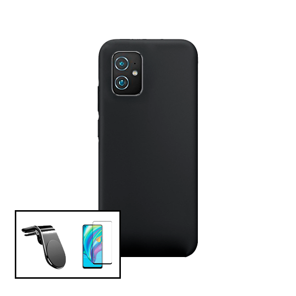 Kit Vidro Premium Full Cover + Capa Silicone Líquido + Suporte Magnético L Safe Driving Carro para Asus Zenfone 8