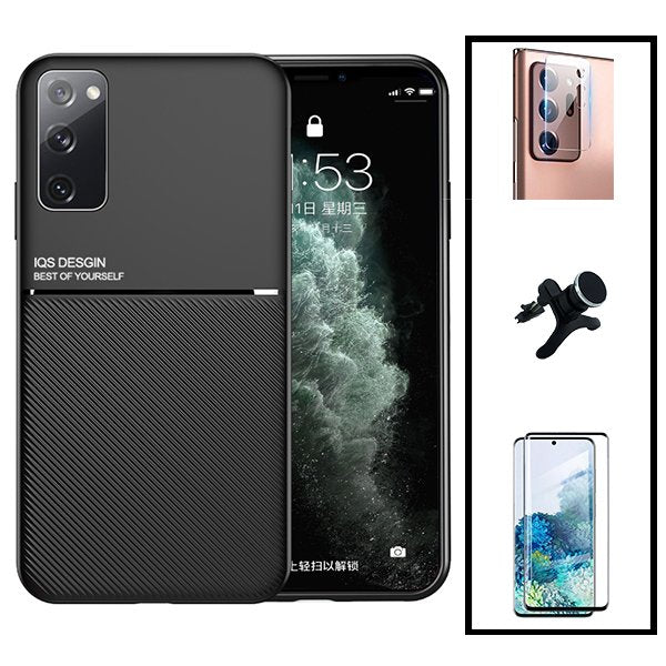 Kit Capa Magnetic Lux + 5D Full Cover + Película de Câmara Traseira + Suporte Magnético de Carro Reforçado para Samsung Galaxy Note 20 5G