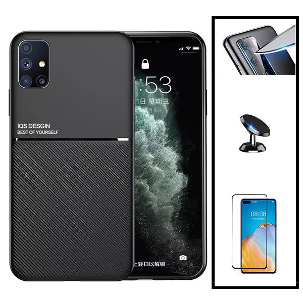 Kit Película de Vidro Nano Curved UV + Capa 3X1 Military Defender + Suporte Magnético de Carro Reforçado para Huawei Mate 30 Pro