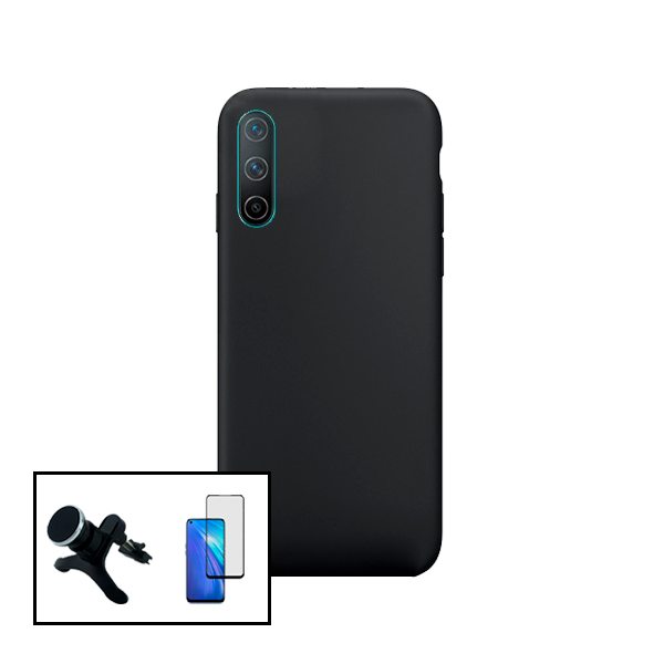 Kit Vidro Premium Full Cover + Capa Silicone Líquido + Suporte Magnético de Carro Reforçado para OnePlus Nord CE 5G