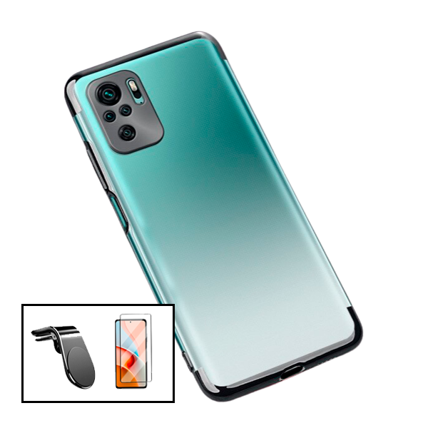 Kit Vidro Premium Full Cover + Capa SlimArmor + Suporte Magnético L Safe Driving Carro para Xiaomi Redmi Note 10 5G - Preto