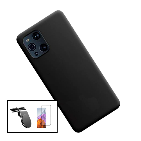 Kit Suporte Magnético L Safe Driving Carro + Capa Silicone Líquido para Oppo Find X3 Pro