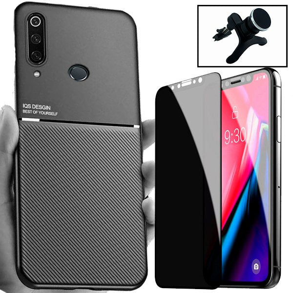 Kit Película Hydrogel Full Cover Frente + Capa Magnetic Military Defender Slide Window Anti-Impacto + Suporte Magnético de Carro para Xiaomi Poco C55 - Preto
