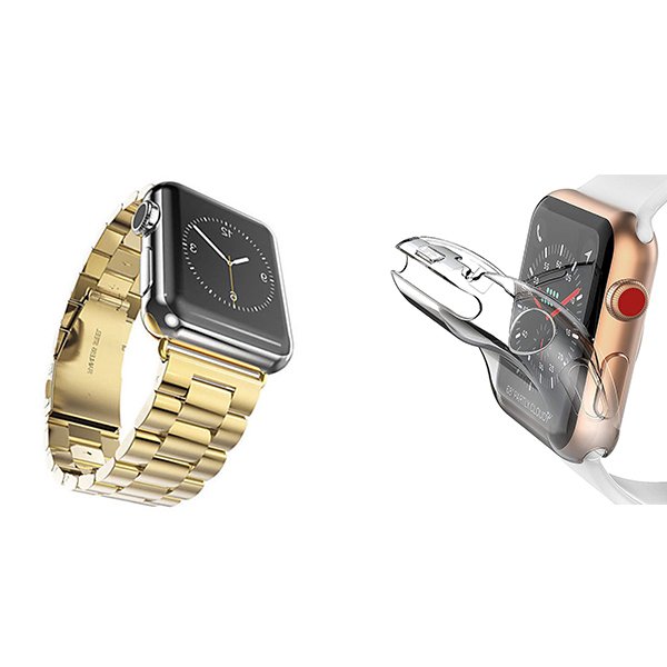 Kit Bracelete Aço Stainless Lux + Ferramenta + Capa 360° Impact Protection