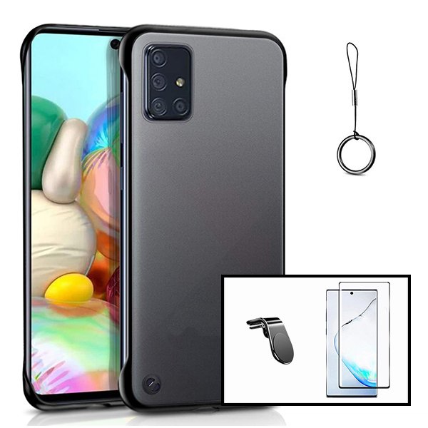Kit Vidro Premium Full Cover + Capa Invisible Bumper + Suporte Magnético L Safe Driving Carro - Preto para Samsung Galaxy Note 20 Ultra