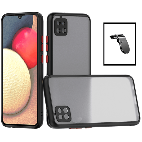 Kit Capa Anti Choque Camera Protection + Suporte Magnético L Safe Driving Carro para Samsung Galaxy A22 5G - Preto