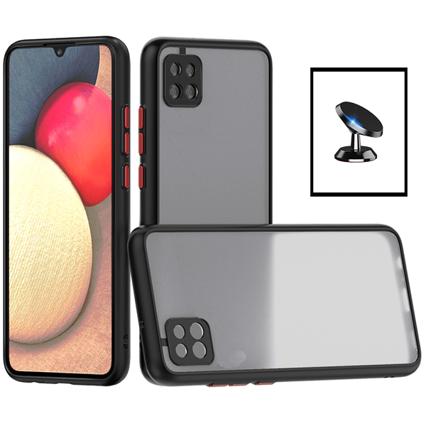 Kit Capa Anti Choque Camera Protection + Suporte Magnético de Carro para Samsung Galaxy A22 - Preto