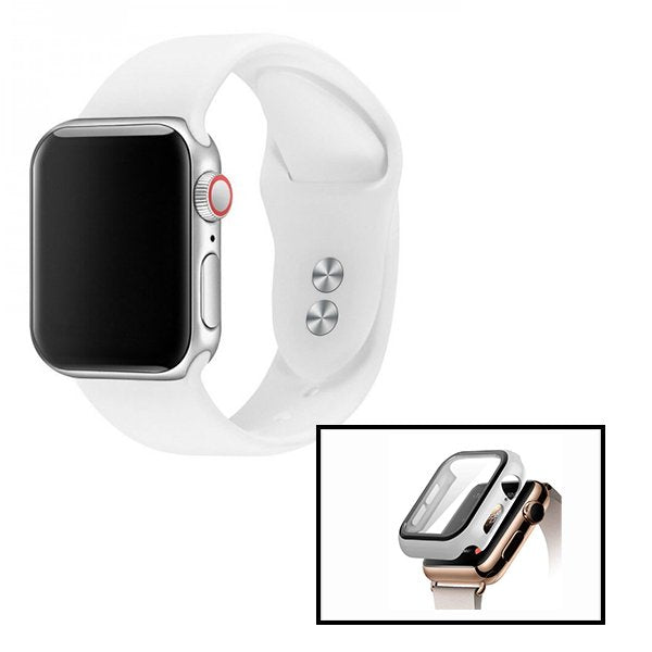 Kit Capa Anti-Impacto + Bracelete SmoothSilicone para Apple Watch Series 7 - 45mm - Branco