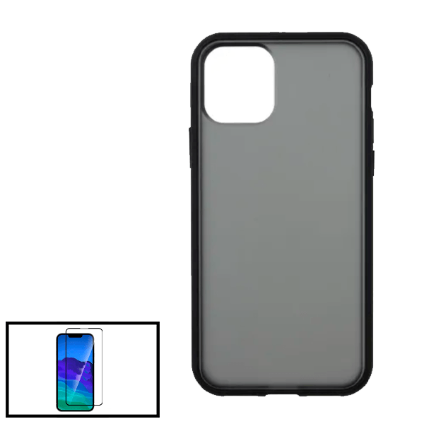 Kit Capa Anti Choque Protection Fumê + Vidro Premium Full Cover para Apple iPhone 13 Pro Max - Preto