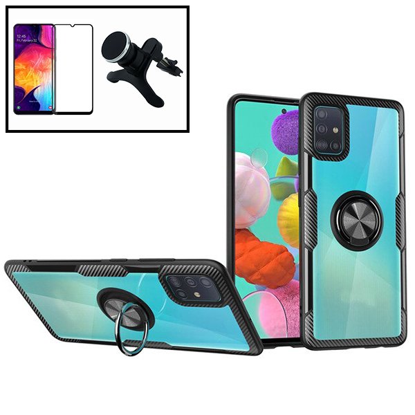 Kit Capa 3x1 Clear Armor + Vidro Premium Full Cover + Suporte Magnético de Carro Reforçado para Samsung Galaxy S10