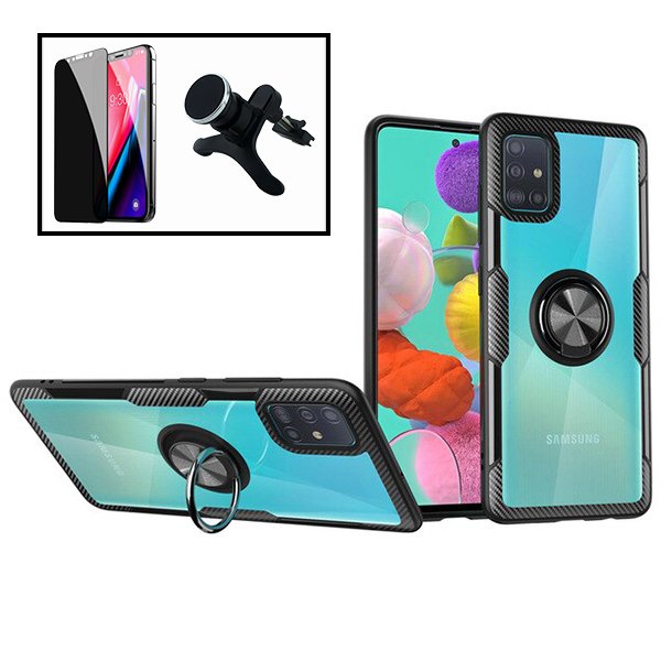 Kit Película 5D Anti-Spy + Capa 3x1 Clear Armor + Suporte Magnético de Carro Reforçado para Apple iPhone 12
